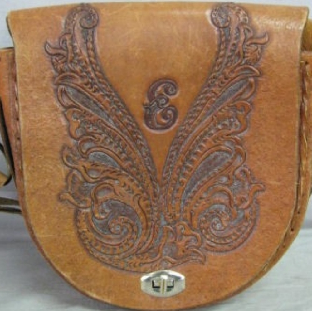 Angel Wings, Vintage tooled carved purse